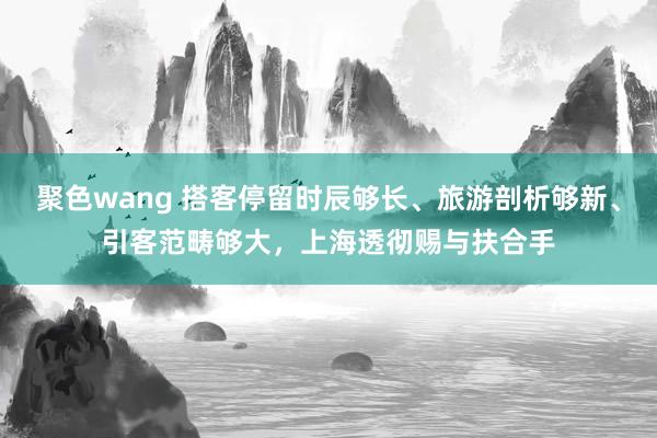 聚色wang 搭客停留时辰够长、旅游剖析够新、引客范畴够大，上海透彻赐与扶合手