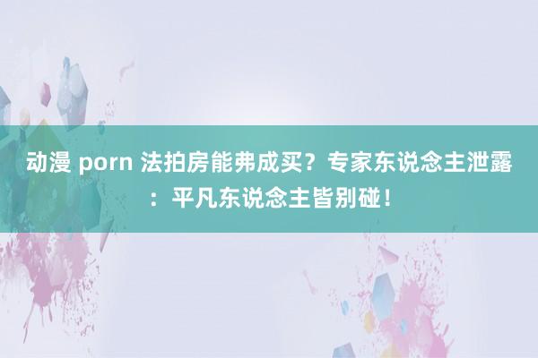 动漫 porn 法拍房能弗成买？专家东说念主泄露：平凡东说念主皆别碰！