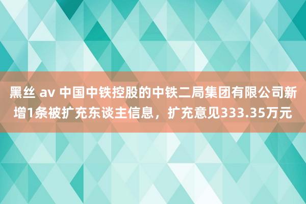 黑丝 av 中国中铁控股的中铁二局集团有限公司新增1条被扩充东谈主信息，扩充意见333.35万元