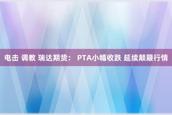 电击 调教 瑞达期货： PTA小幅收跌 延续颠簸行情