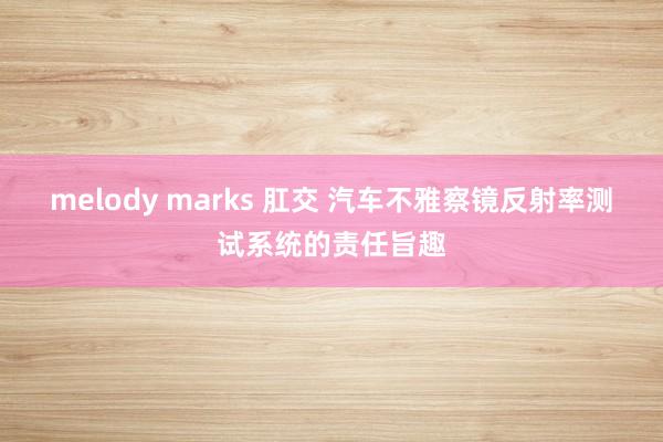 melody marks 肛交 汽车不雅察镜反射率测试系统的责任旨趣