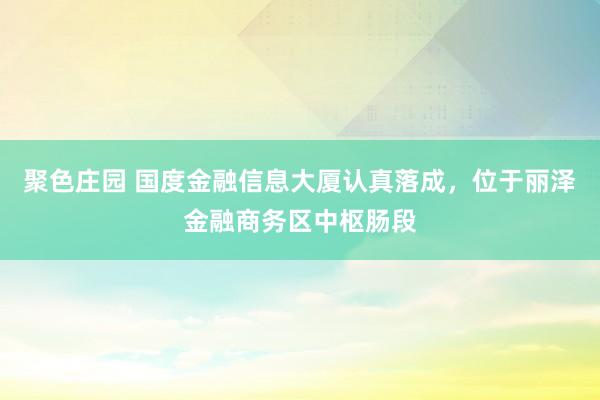 聚色庄园 国度金融信息大厦认真落成，位于丽泽金融商务区中枢肠段