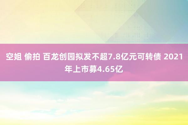 空姐 偷拍 百龙创园拟发不超7.8亿元可转债 2021年上市募4.65亿