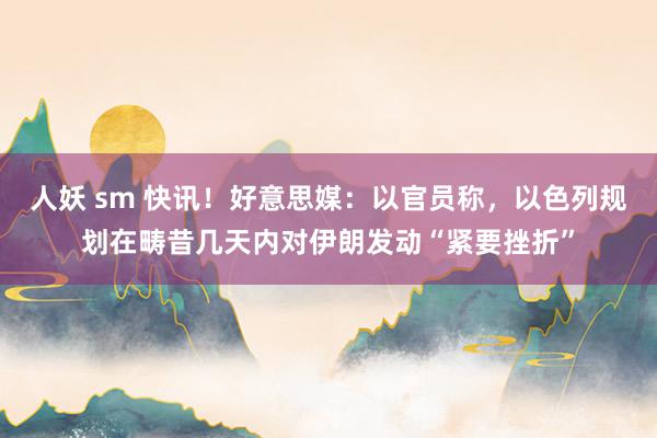 人妖 sm 快讯！好意思媒：以官员称，以色列规划在畴昔几天内对伊朗发动“紧要挫折”