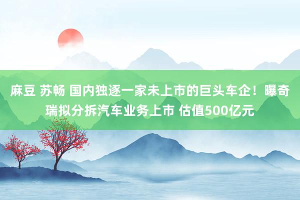 麻豆 苏畅 国内独逐一家未上市的巨头车企！曝奇瑞拟分拆汽车业务上市 估值500亿元