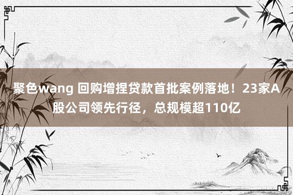 聚色wang 回购增捏贷款首批案例落地！23家A股公司领先行径，总规模超110亿