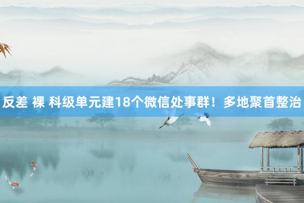 反差 裸 科级单元建18个微信处事群！多地聚首整治