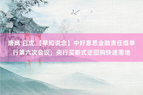 唐嫣 白虎 【早知说念】中好意思金融责任组举行第六次会议；央行买断式逆回购快速落地