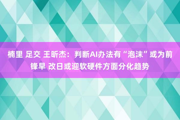 楠里 足交 王昕杰：判断AI办法有“泡沫”或为前锋早 改日或迎软硬件方面分化趋势