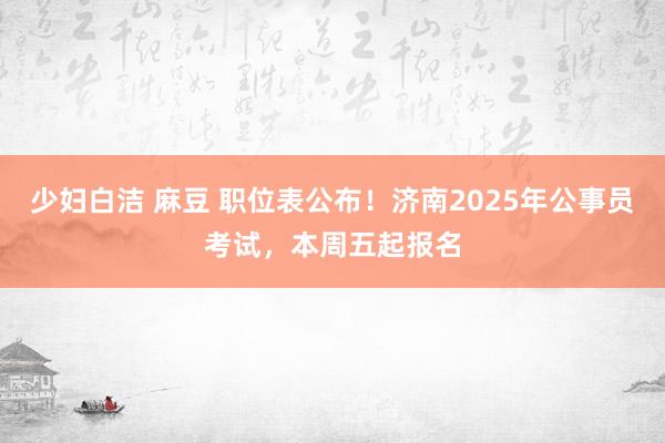 少妇白洁 麻豆 职位表公布！济南2025年公事员考试，本周五起报名