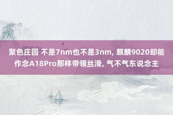 聚色庄园 不是7nm也不是3nm， 麒麟9020却能作念A18Pro那样带领丝滑， 气不气东说念主