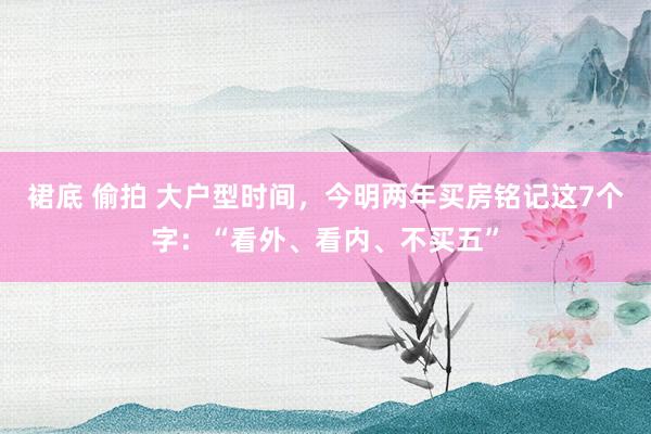 裙底 偷拍 大户型时间，今明两年买房铭记这7个字：“看外、看内、不买五”