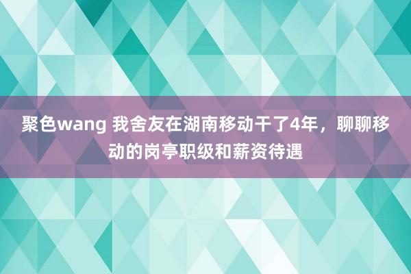 聚色wang 我舍友在湖南移动干了4年，聊聊移动的岗亭职级和薪资待遇