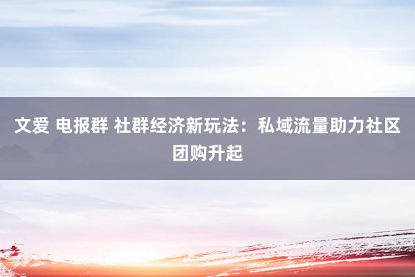 文爱 电报群 社群经济新玩法：私域流量助力社区团购升起