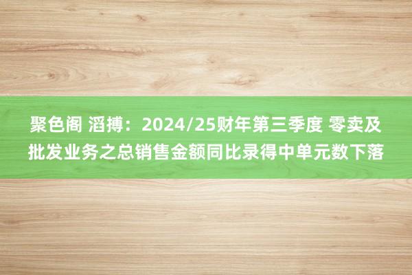 聚色阁 滔搏：2024/25财年第三季度 零卖及批发业务之总销售金额同比录得中单元数下落