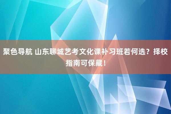 聚色导航 山东聊城艺考文化课补习班若何选？择校指南可保藏！