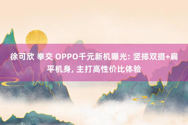 徐可欣 拳交 OPPO千元新机曝光: 竖排双摄+扁平机身， 主打高性价比体验