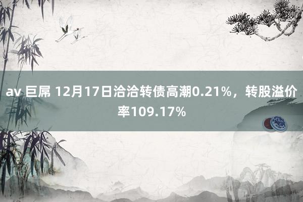 av 巨屌 12月17日洽洽转债高潮0.21%，转股溢价率109.17%