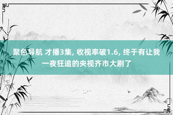 聚色导航 才播3集， 收视率破1.6， 终于有让我一夜狂追的央视齐市大剧了