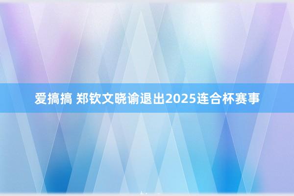 爱搞搞 郑钦文晓谕退出2025连合杯赛事