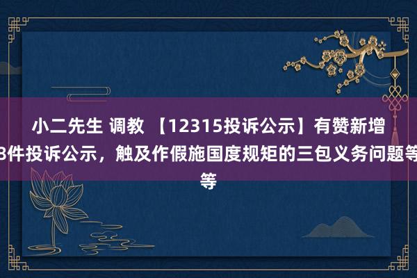 小二先生 调教 【12315投诉公示】有赞新增8件投诉公示，触及作假施国度规矩的三包义务问题等