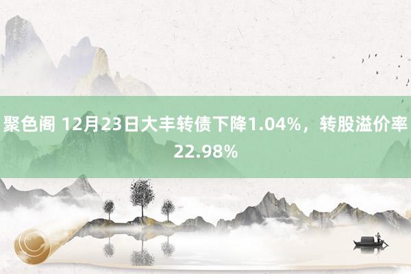 聚色阁 12月23日大丰转债下降1.04%，转股溢价率22.98%