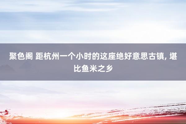 聚色阁 距杭州一个小时的这座绝好意思古镇， 堪比鱼米之乡