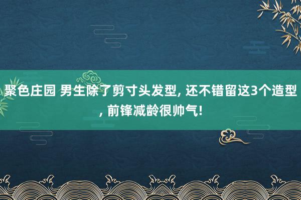 聚色庄园 男生除了剪寸头发型， 还不错留这3个造型， 前锋减龄很帅气!