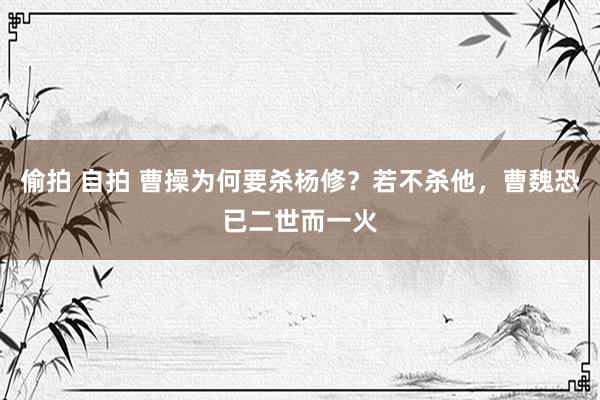 偷拍 自拍 曹操为何要杀杨修？若不杀他，曹魏恐已二世而一火