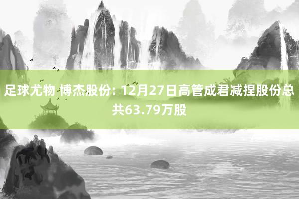 足球尤物 博杰股份: 12月27日高管成君减捏股份总共63.79万股