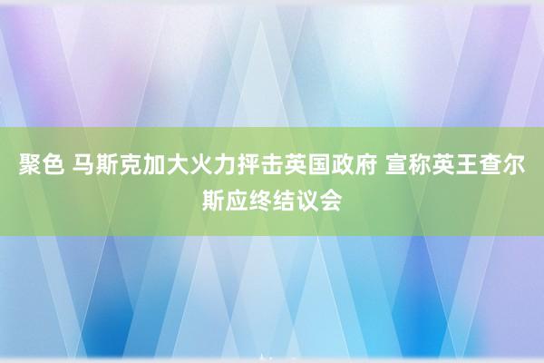 聚色 马斯克加大火力抨击英国政府 宣称英王查尔斯应终结议会