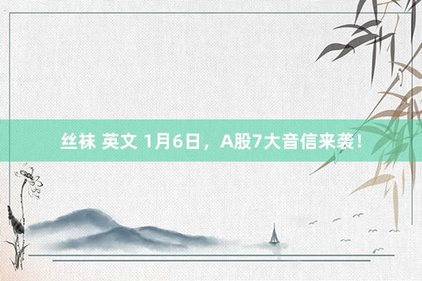 丝袜 英文 1月6日，A股7大音信来袭！