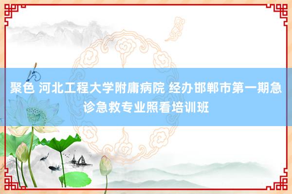 聚色 河北工程大学附庸病院 经办邯郸市第一期急诊急救专业照看培训班