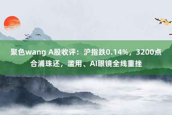 聚色wang A股收评：沪指跌0.14%，3200点合浦珠还，滥用、AI眼镜全线重挫