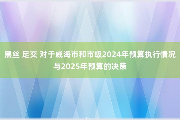 黑丝 足交 对于威海市和市级2024年预算执行情况与2025年预算的决策